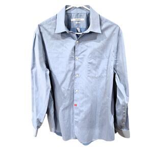 Perry Ellis Sz Large Mens Blue Classic Fit Long Sleeve Dress Shirt